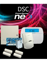 DSC NEO-ICON-SB - PAQUETE SERIE NEO CON PANEL HS2032 DE 8 ZONAS CABLEADAS EXPANDIBLE A 32 / TECLADO DE ICONOS HS2ICN / SENSOR PIR LC-100- PI CABLEADO / 2 CONTACTOS SM433TQW CABLEADOS / TRANSFORMADOR / GABINETE GTVCMX003 / SIN BATERÍA-Paquetes de Alarma-DSC-Bsai Seguridad & Controles