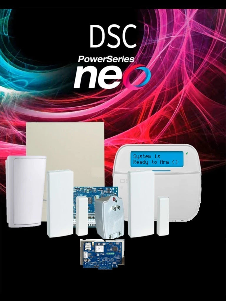 DSC NEO-RF-LCD-IP-SB - PAQUETE NEO 32 ZONAS INALÁMBRICAS/ PANEL HS2032/ COMUNICADOR TL280E/ TECLADO ALFANUMERICO CON TRANCEPTOR HS2LCDRF9N/ 2 CONTACTOS INALAMBRICOS PG9303/ SENSOR INALAMBRICO PG9914 / FUENTE DE PODER PTC1640U/ GABINETE /SIN BATERÍA-Paquetes de Alarma-DSC-Bsai Seguridad & Controles