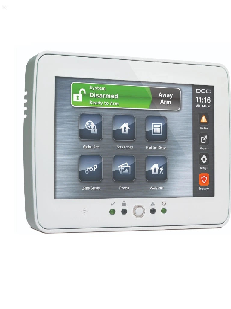 DSC PTK5507W SPA - TECLADO CABLEADO DE PANTALLA TÁCTIL DE 7’’ ADMITE 64 ZONAS COMPATIBLE CON POWER SERIES-Teclados-DSC-Bsai Seguridad & Controles