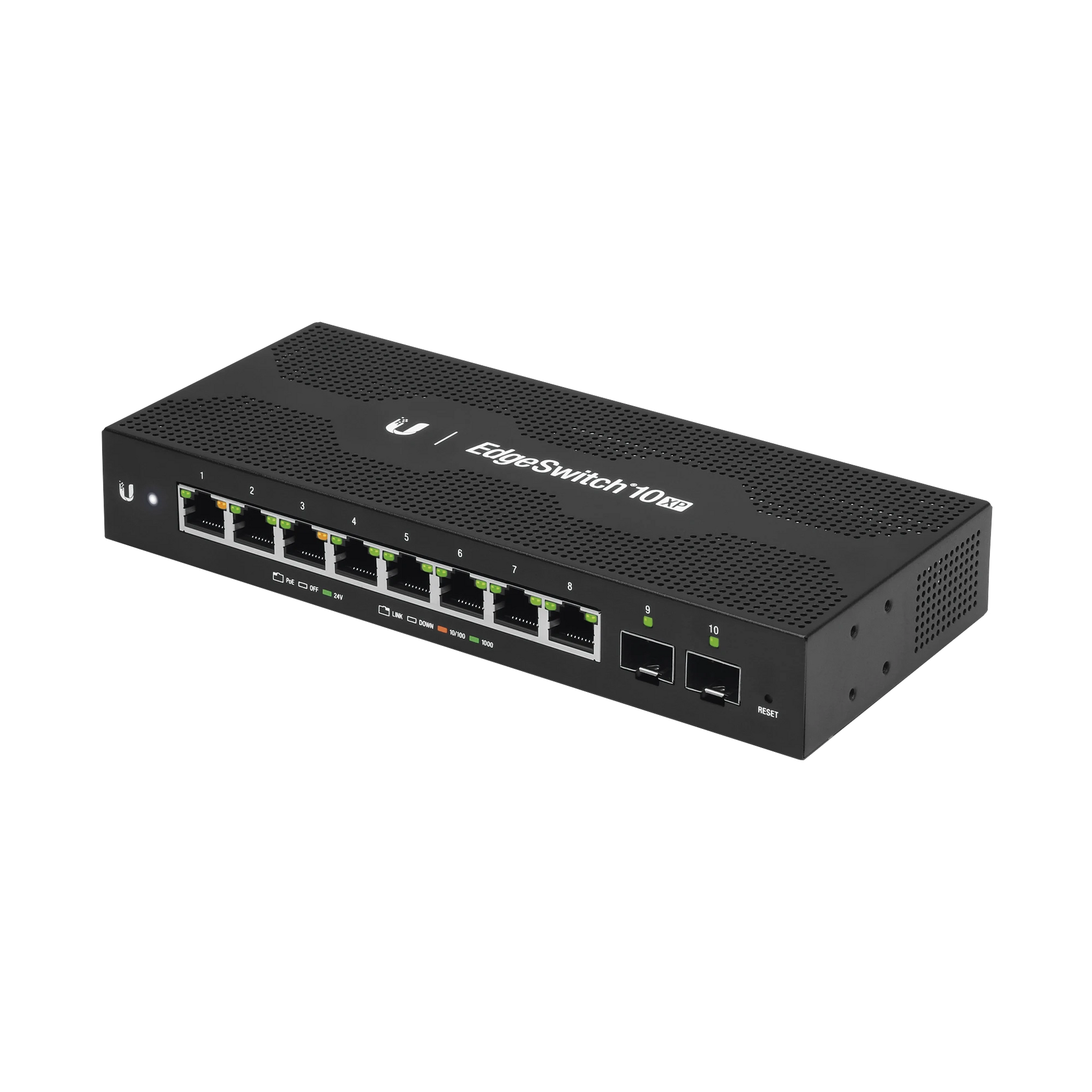 EDGESWITCH 10X ADMINISTRABLE DE 8 PUERTOS GIGABIT POE PASIVO 24VDC + 2 PUERTOS SFP-Switches PoE-UBIQUITI-Bsai Seguridad & Controles