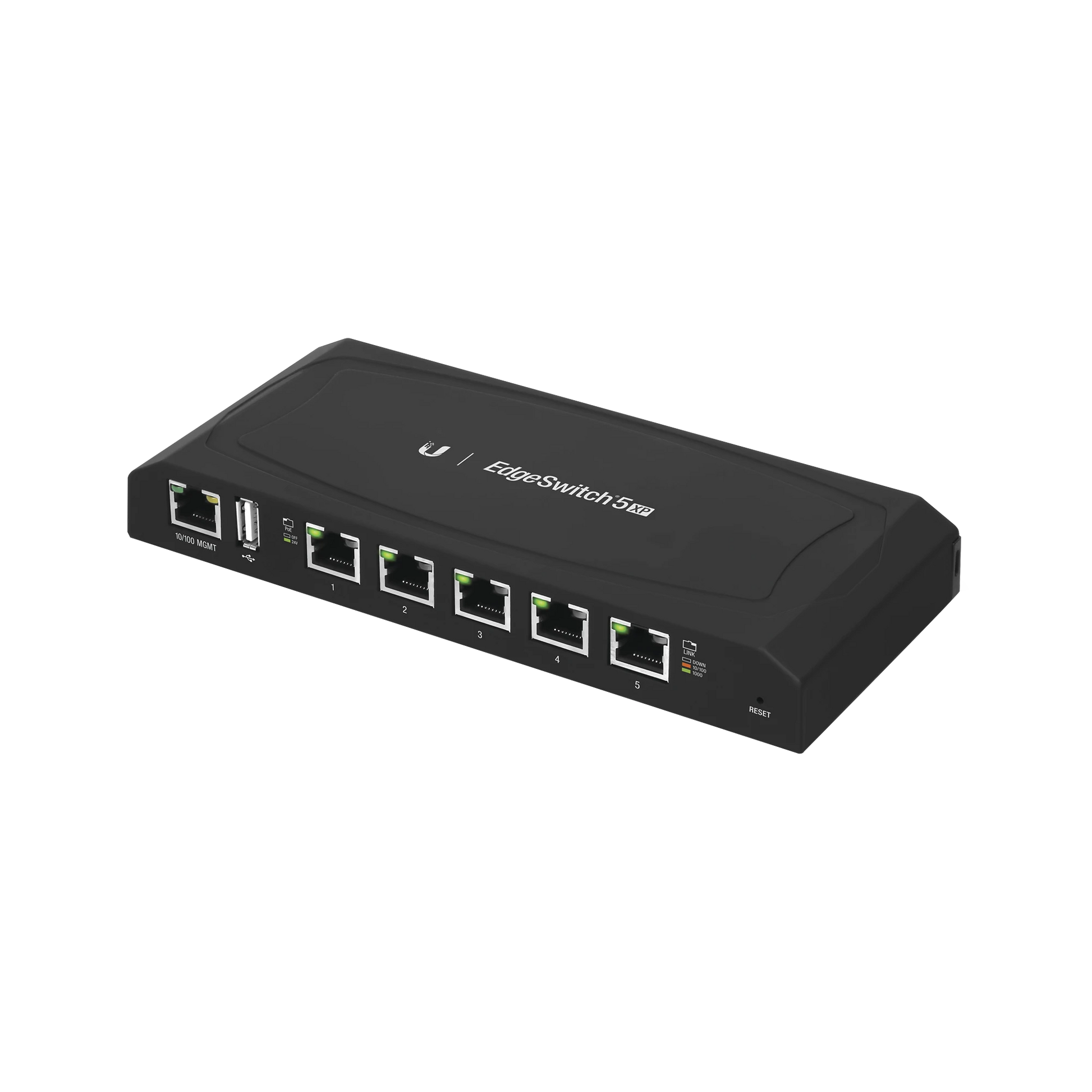 EDGESWITCH 5XP ADMINISTRABLE DE 5 PUERTOS GIGABIT POE DE 24 V PASIVO, CON FUNCIONES AVANZADAS DE CAPA 2-Switches PoE-UBIQUITI-Bsai Seguridad & Controles