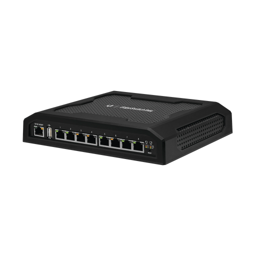 EDGESWITCH 8XP ADMINISTRABLE DE 8 PUERTOS GIGABIT POE PRO DE 24 V PASIVO Y 48 V PASIVO, CON FUNCIONES AVANZADAS DE CAPA 2-Switches PoE-UBIQUITI NETWORKS-Bsai Seguridad & Controles