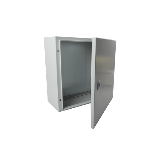 GABINETE DE ACERO IP66 USO EN INTEMPERIE (400 X 400 X 200 MM) CON PLACA TRASERA INTERIOR Y COMPUERTA INFERIOR ATORNILLABLE (INCLUYE CHAPA Y LLAVE).-Gabinetes para Exterior-PRECISION-Bsai Seguridad & Controles