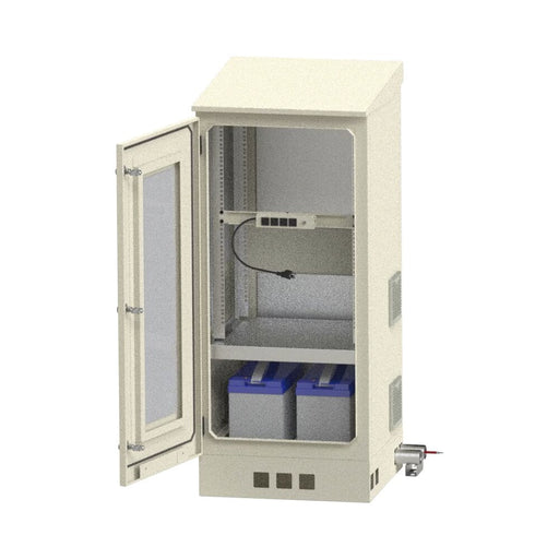 GABINETE DE PISO PARA EXTERIOR CON VENTILADORES Y TERMOSTATO CON RACK DE 19" DE 16 U + ESPACIO PARA BATERÍAS.-Racks y Gabinetes-LINKEDPRO-Bsai Seguridad & Controles