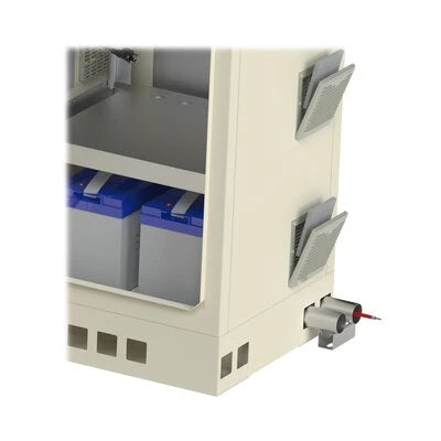 GABINETE DE PISO PARA EXTERIOR CON VENTILADORES Y TERMOSTATO CON RACK DE 19" DE 16 U + ESPACIO PARA BATERÍAS.-Racks y Gabinetes-LINKEDPRO-Bsai Seguridad & Controles