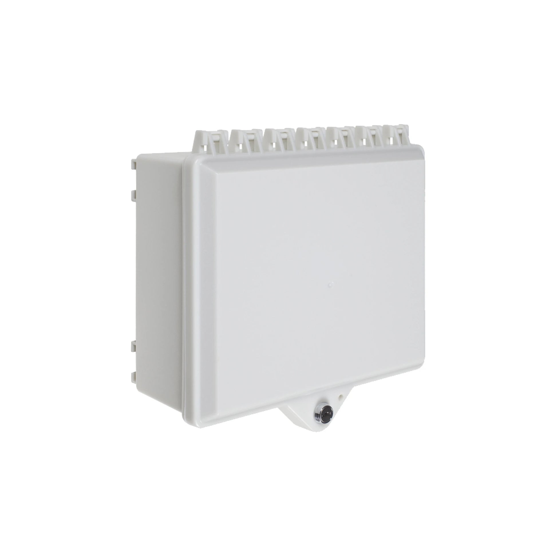 GABINETE DE POLICARBONATO BLANCO SÚPER RESISTENTE, PARA USO EN INTERIOR O EXTERIOR, CERRADURA CON LLAVE-Gabinetes y Carcasas-STI-Bsai Seguridad & Controles