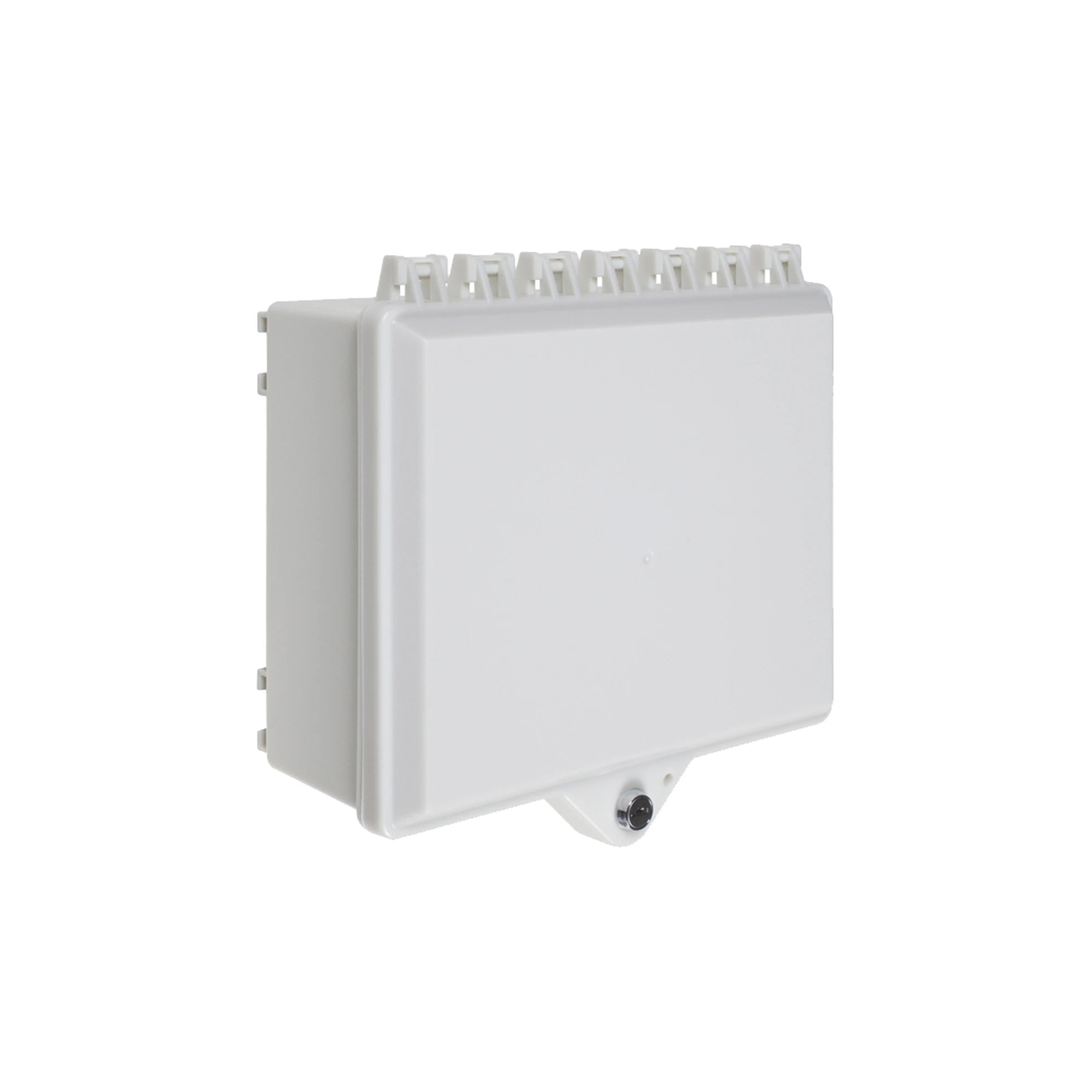 GABINETE DE POLICARBONATO BLANCO SÚPER RESISTENTE, PARA USO EN INTERIOR O EXTERIOR, CERRADURA CON LLAVE-Gabinetes y Carcasas-STI-Bsai Seguridad & Controles