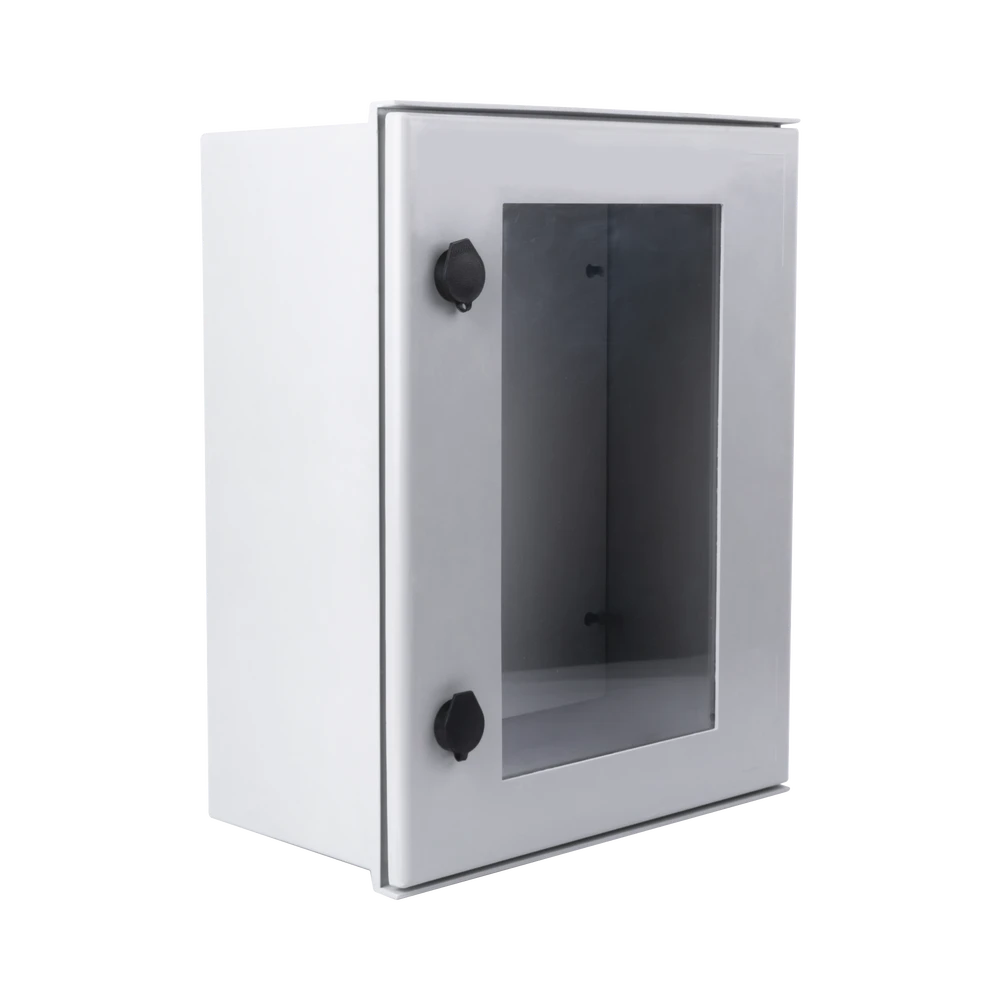 GABINETE DE POLIÉSTER IP66 PUERTA TRANSPARENTE, USO EN INTEMPERIE (400 X 500 X 200 MM) CON PLACA TRASERA INTERIOR (INCLUYE CHAPA Y LLAVE).-Gabinetes para Exterior-PRECISION-Bsai Seguridad & Controles