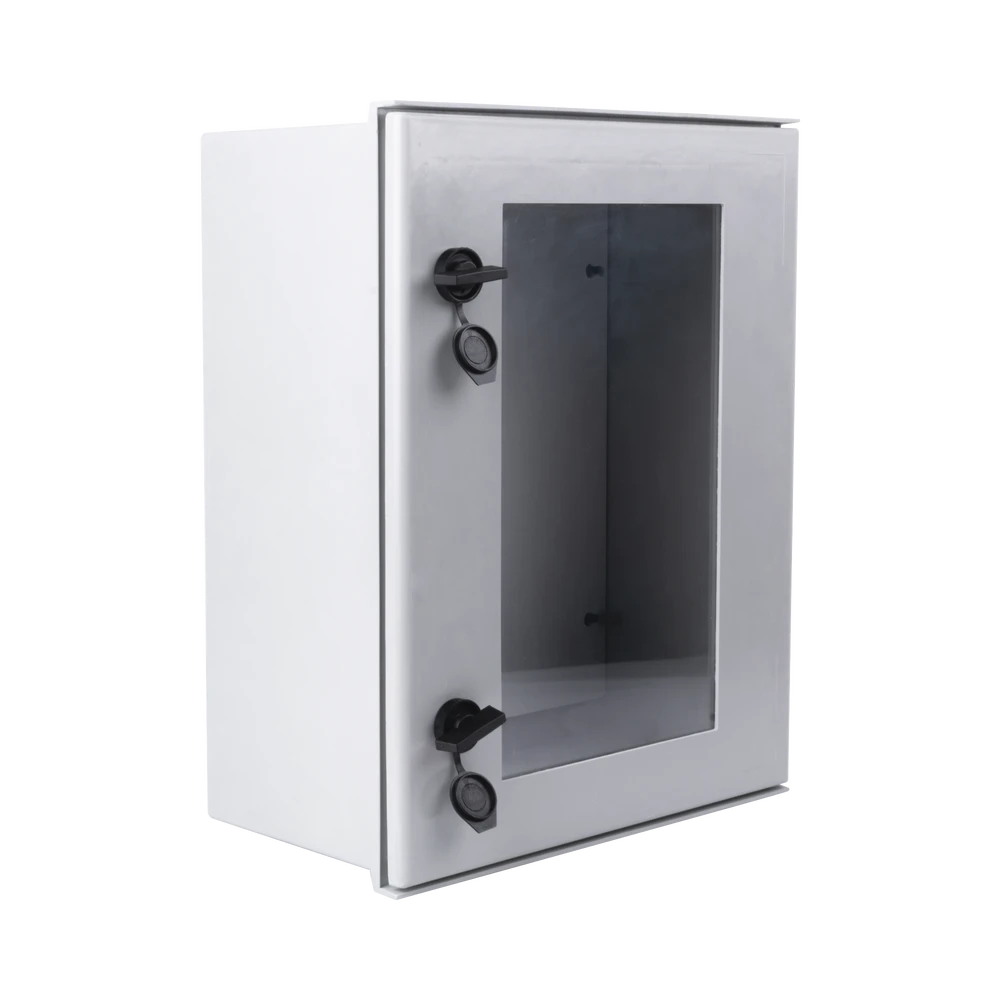 GABINETE DE POLIÉSTER IP66 PUERTA TRANSPARENTE, USO EN INTEMPERIE (400 X 500 X 200 MM) CON PLACA TRASERA INTERIOR (INCLUYE CHAPA Y LLAVE).-Gabinetes para Exterior-PRECISION-Bsai Seguridad & Controles