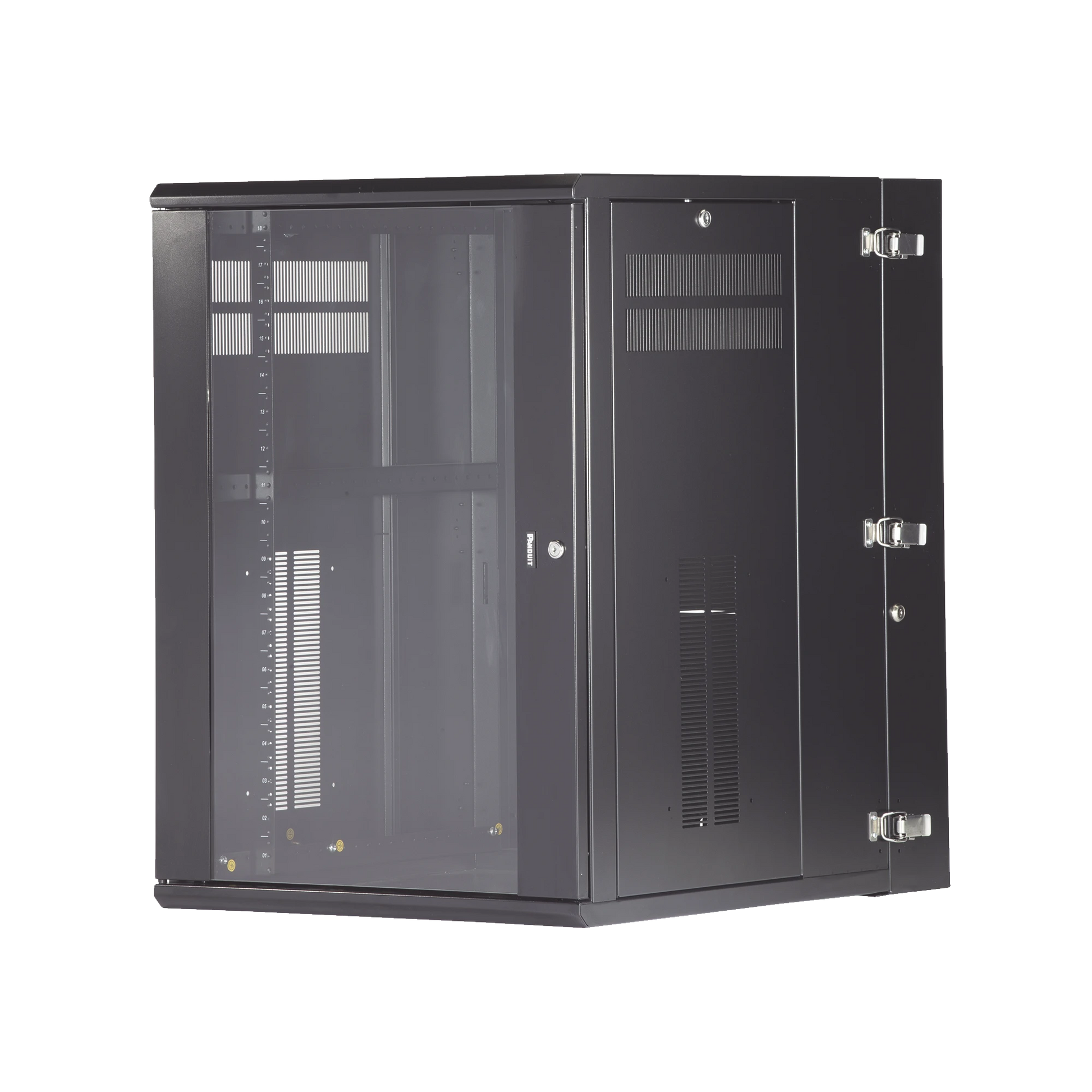GABINETE PANZONE DE MONTAJE EN PARED, DE 19IN, PUERTA CON VENTANA DE SEGURIDAD, 18 UR, 762MM DE PROFUNDIDAD, COLOR NEGRO-Racks y Gabinetes-PANDUIT-Bsai Seguridad & Controles