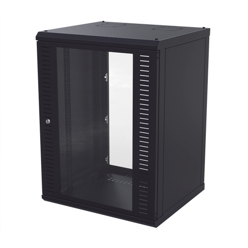 GABINETE PARA MONTAJE EN PARED, PUERTA DE CRISTAL TEMPLADO, CUERPO FIJO CON RACK 19" DE 24 UNIDADES-Racks y Gabinetes-LINKEDPRO-Bsai Seguridad & Controles