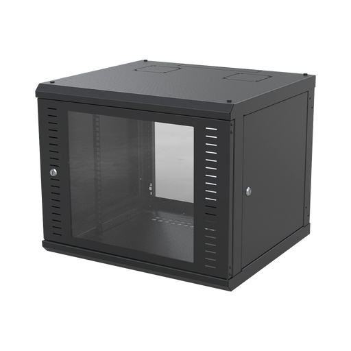 GABINETE PARA MONTAJE EN PARED, PUERTA DE CRISTAL TEMPLADO, CUERPO FIJO CON RACK 19" DE 9 UNIDADES-Racks y Gabinetes-LINKEDPRO-Bsai Seguridad & Controles