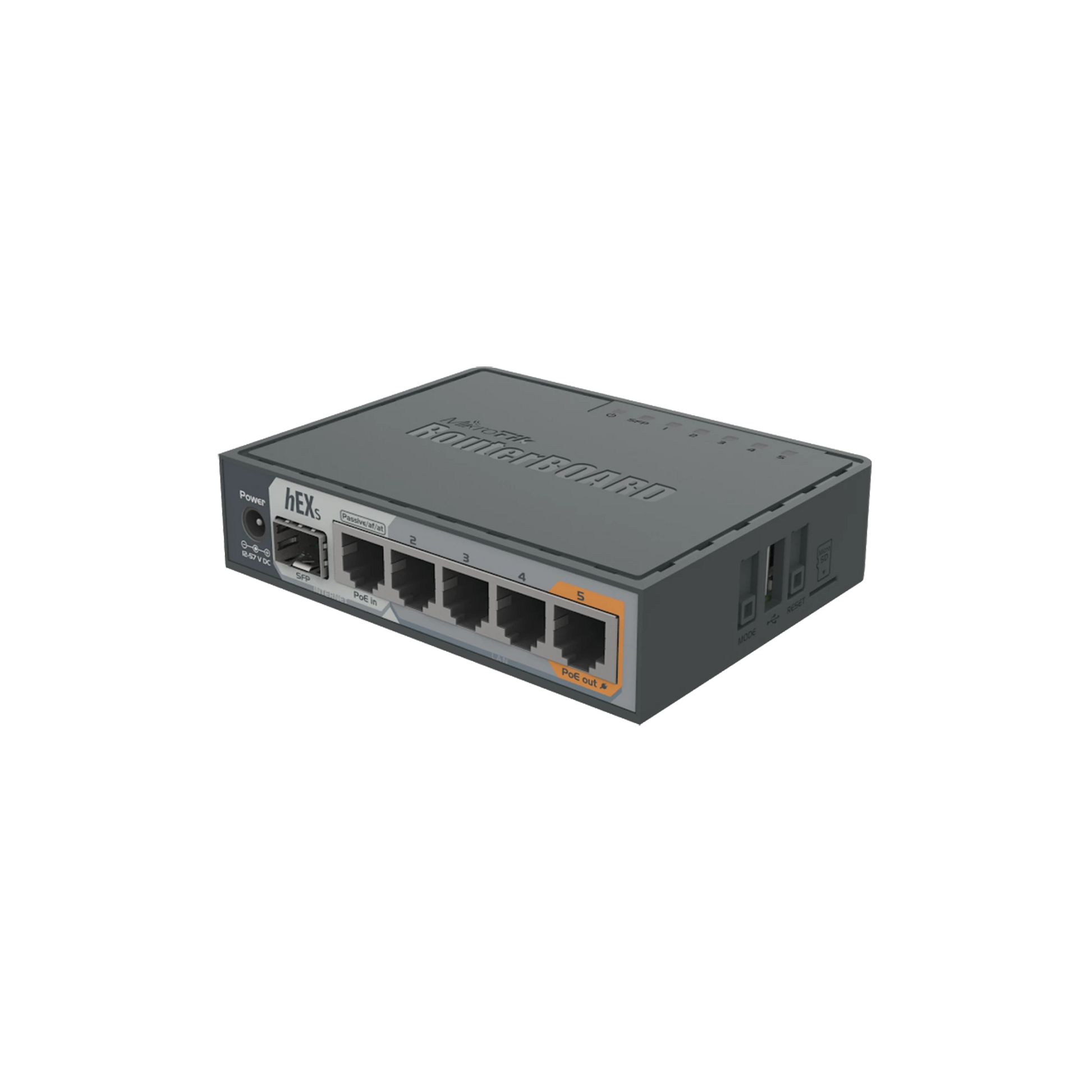 (HEX S) ROUTER DUAL CORE, 5 PUERTOS GIGABIT, 1 PUERTO SFP, POE IN, POE OUT-Routers-Firewalls-Balanceadores-MIKROTIK-Bsai Seguridad & Controles