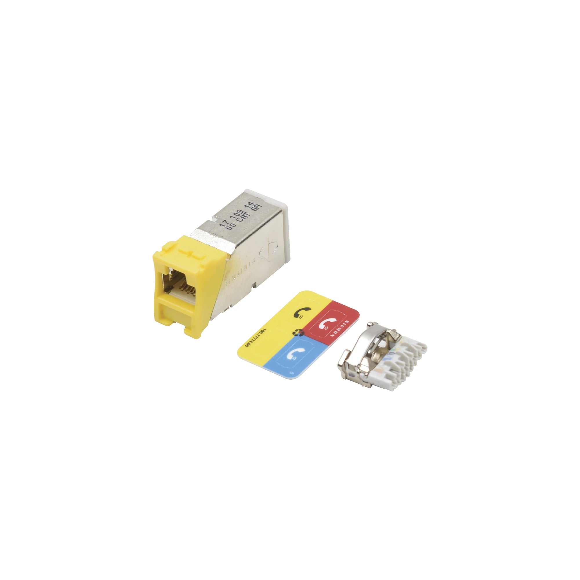 JACK Z-MAX CAT6A, BLINDADO, MONTAJE HIBRIDO EN PLACA DE PARED (PLANO Y ANGULADO), COLOR AMARILLO-Jacks / Plugs-SIEMON-Bsai Seguridad & Controles