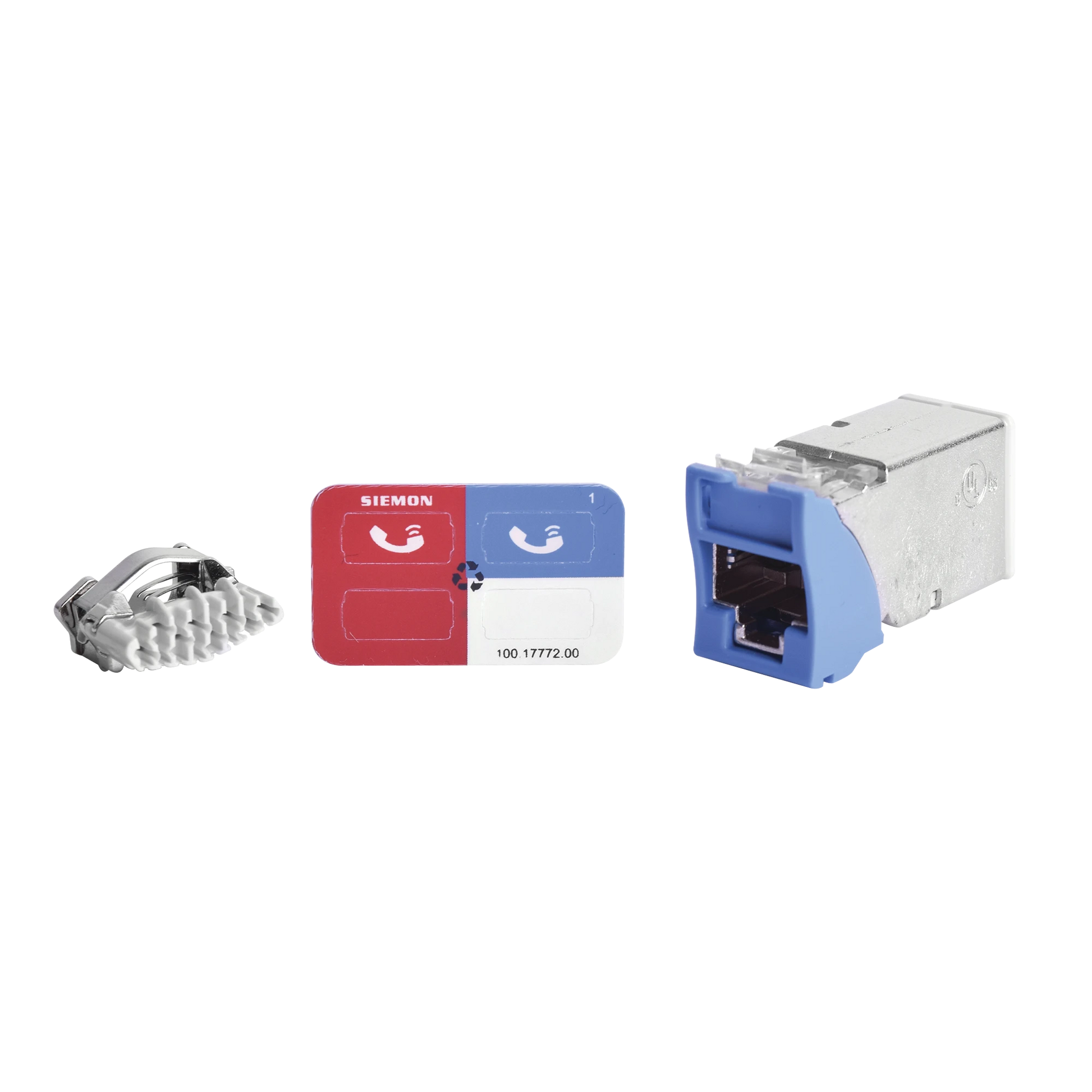JACK Z-MAX CAT6A, BLINDADO, MONTAJE HIBRIDO EN PLACA DE PARED (PLANO Y ANGULADO), COLOR AZUL, VERSION BULK (SIN EMPAQUE INDIVIDUAL)-Jacks / Plugs-SIEMON-Bsai Seguridad & Controles