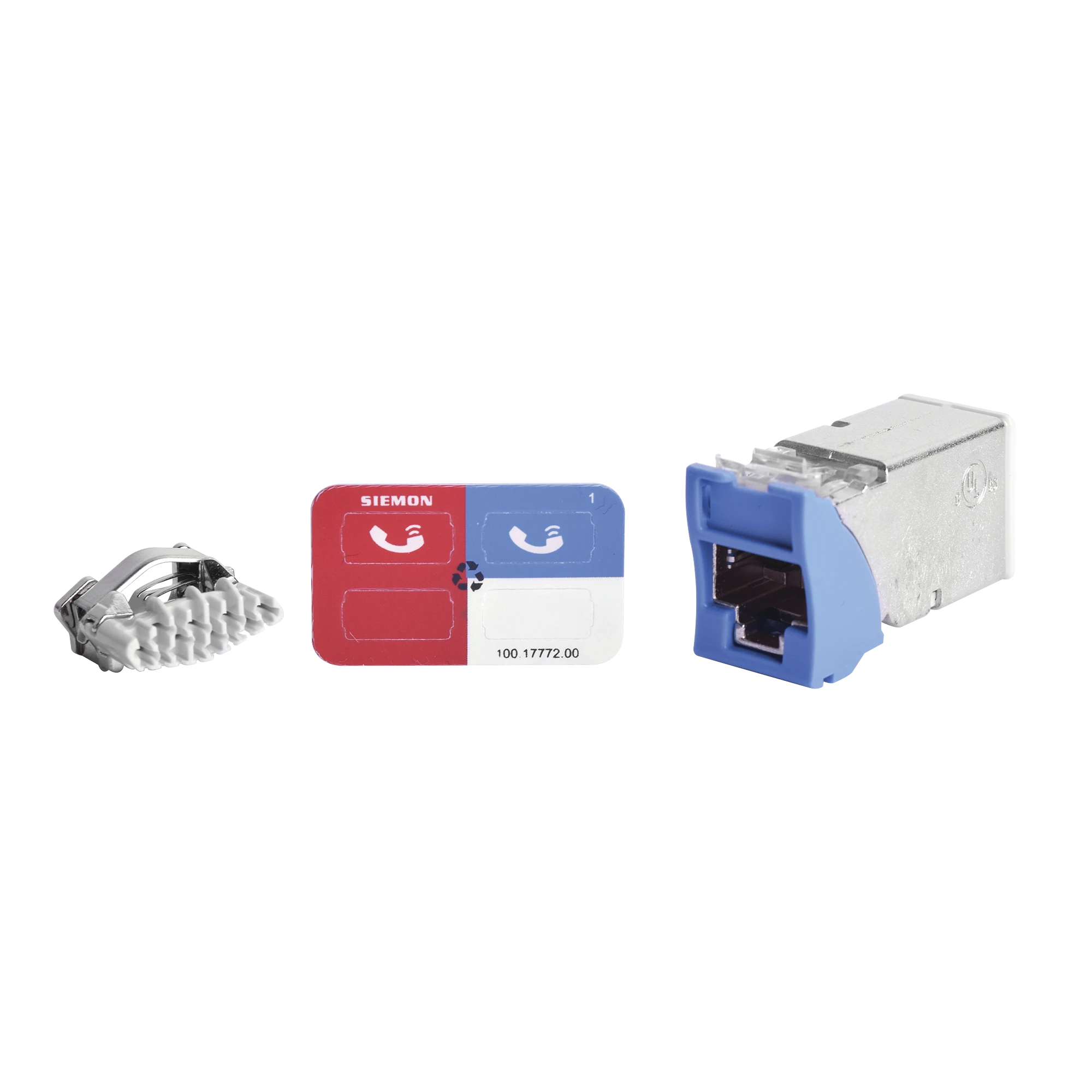 JACK Z-MAX CAT6A, BLINDADO, MONTAJE HIBRIDO EN PLACA DE PARED (PLANO Y ANGULADO), COLOR AZUL, VERSION BULK (SIN EMPAQUE INDIVIDUAL)-Jacks / Plugs-SIEMON-Bsai Seguridad & Controles