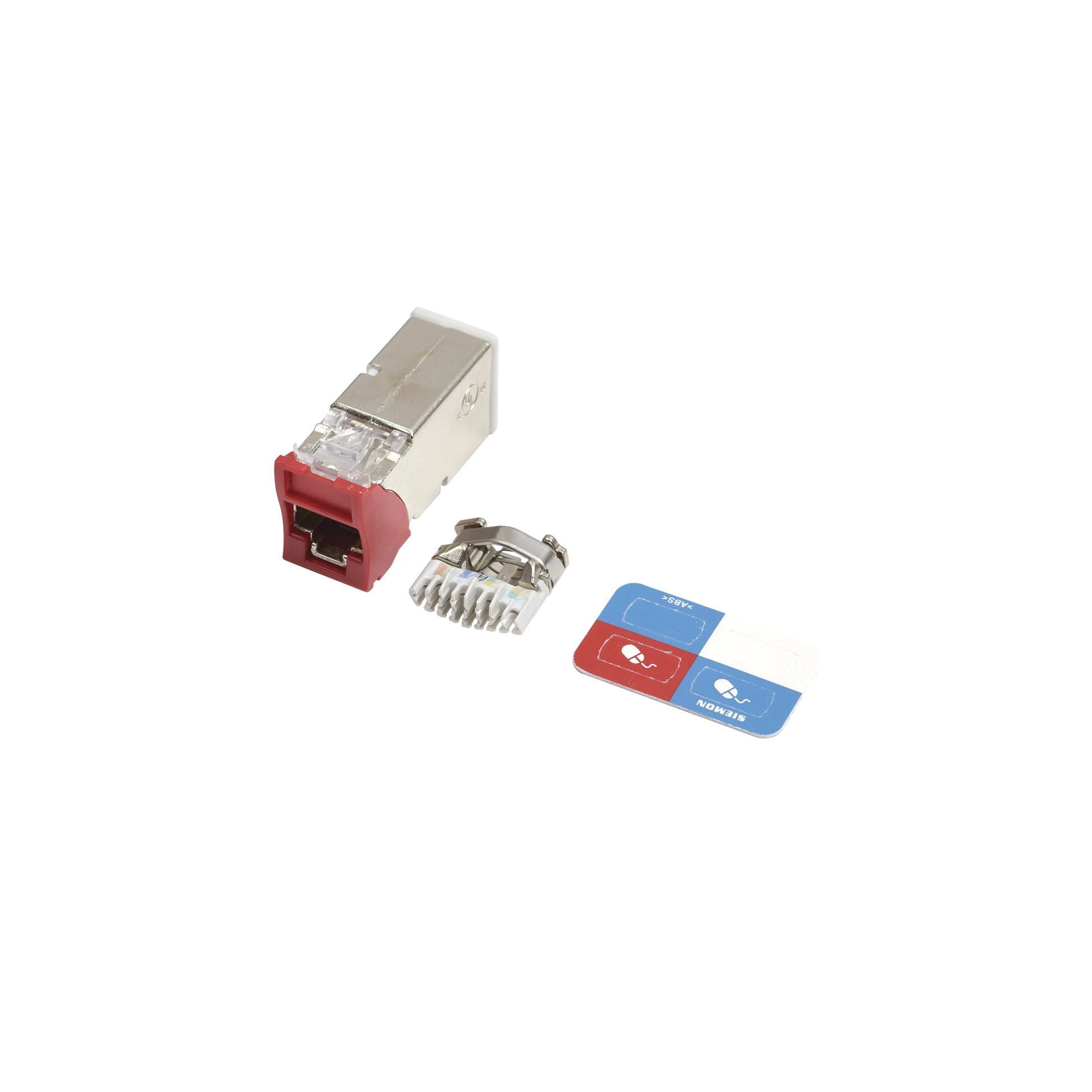 JACK Z-MAX CAT6A, BLINDADO, MONTAJE HIBRIDO EN PLACA DE PARED (PLANO Y ANGULADO), COLOR ROJO-Jacks / Plugs-SIEMON-Bsai Seguridad & Controles
