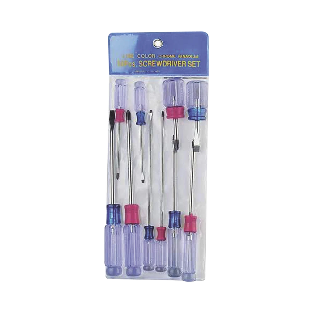 JUEGO DE 10 DESARMADORES DE MANGO DE PLÁSTICO, 5 PUNTA PLANA Y 5 PUNTA PHILLIPS-Herramientas-EPCOM POWERLINE-Bsai Seguridad & Controles