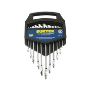 JUEGO DE LLAVES COMBINADAS EN RACK CON 11 PIEZAS METRICAS, DE CROMO CON ACABADO SATINADO.-Herramientas-SURTEK-Bsai Seguridad & Controles