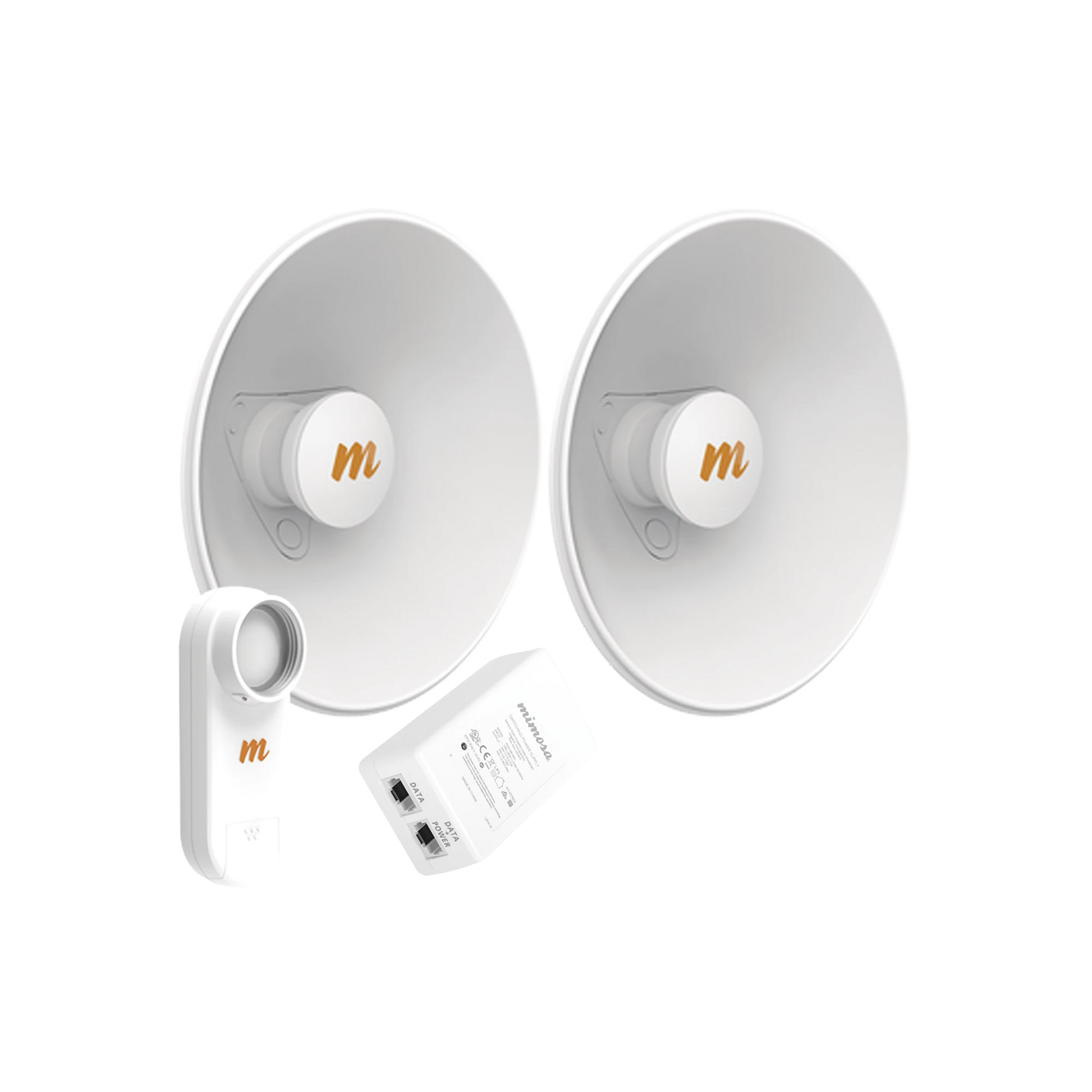 KIT DE 2 RADIOS C5X CON KIT N5-X20-2PACK (20 DBI), RANGO DE FRECUENCIA EXTENDIDA (4.9 A 6.4 GHZ), INCLUYE INYECTOR POE, DISTANCIA DE HASTA 8 KM-Enlaces PtP y PtMP-MIMOSA NETWORKS-Bsai Seguridad & Controles