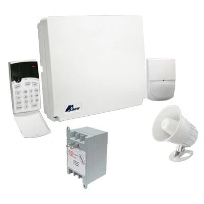 KIT DE ALARMA 4-8 ZONAS CON TECLADO DE ICONOS, 1 DETECTOR DE MOVIMIENTO DIGITAL, TRANSFORMADOR Y SIRENA DE 15 WATTS.-Alarmas-CROW-Bsai Seguridad & Controles