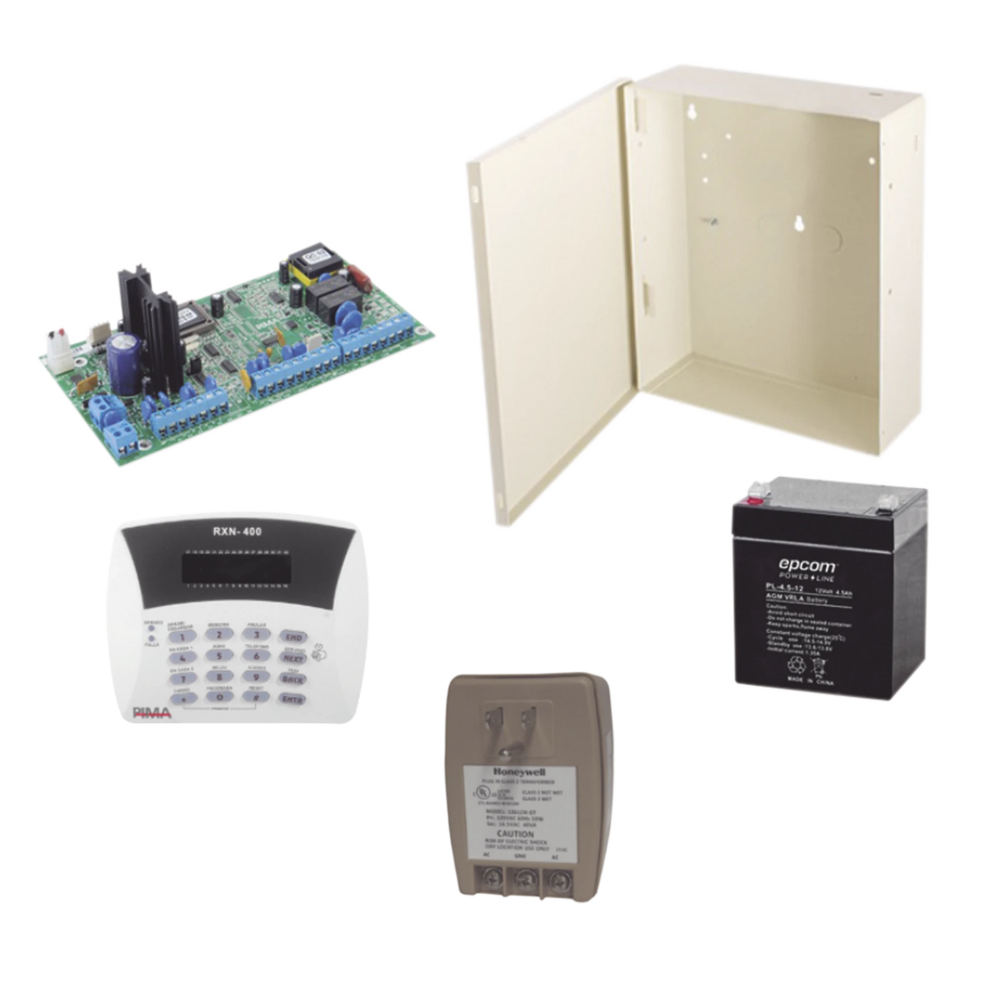 KIT DE ALARMA 6 ZONAS CON PANEL DE ALARMA, TECLADO, GABINETE, BATERÍA Y TRANSFORMADOR.-Alarmas-PIMA-Bsai Seguridad & Controles