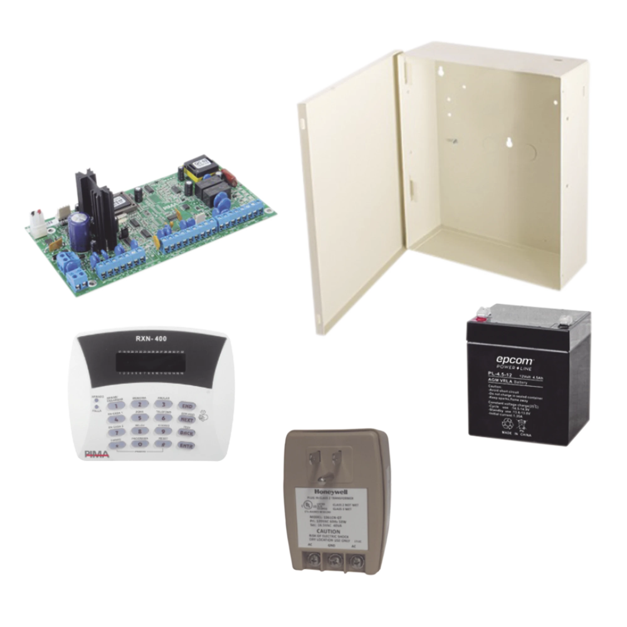KIT DE ALARMA 6 ZONAS CON PANEL DE ALARMA, TECLADO, GABINETE, BATERÍA Y TRANSFORMADOR.-Alarmas-PIMA-Bsai Seguridad & Controles