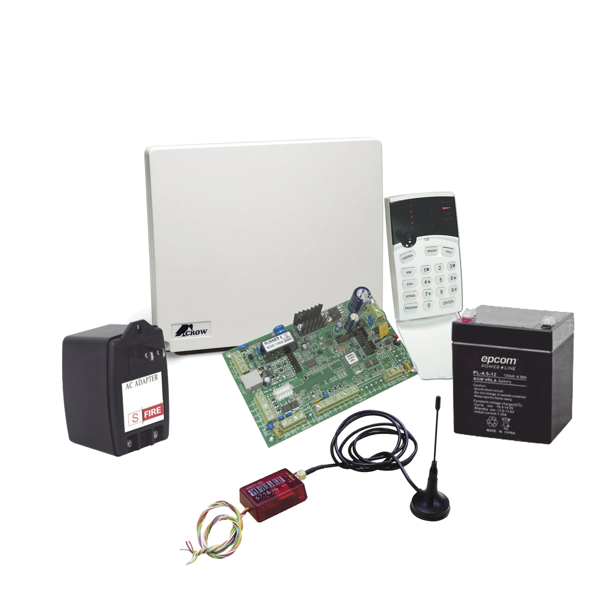 KIT DE ALARMA RUNNER8/16 CON COMUNICADOR 3G/4G MINI014GV2, GABINETE, BATERÍA Y TRASMFORMADOR-Alarmas-CROW-Bsai Seguridad & Controles
