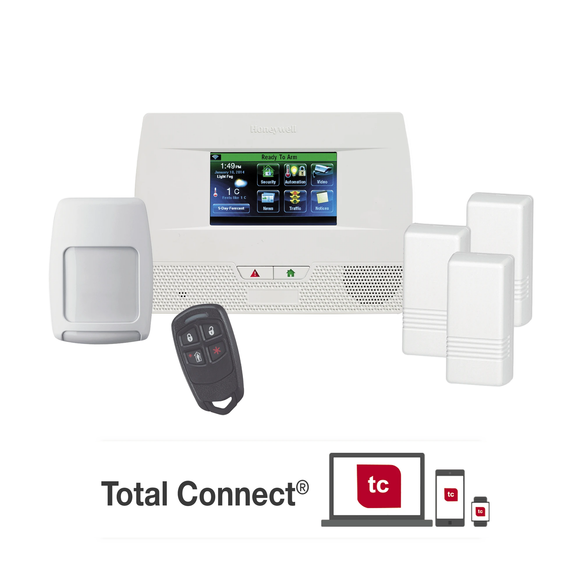 KIT DE PANEL DE ALARMA INALAMBRICO AUTOCONTENIDO CON PANTALLA SENSIBLE AL TACTO-Honeywell Total Connect-HONEYWELL-Bsai Seguridad & Controles