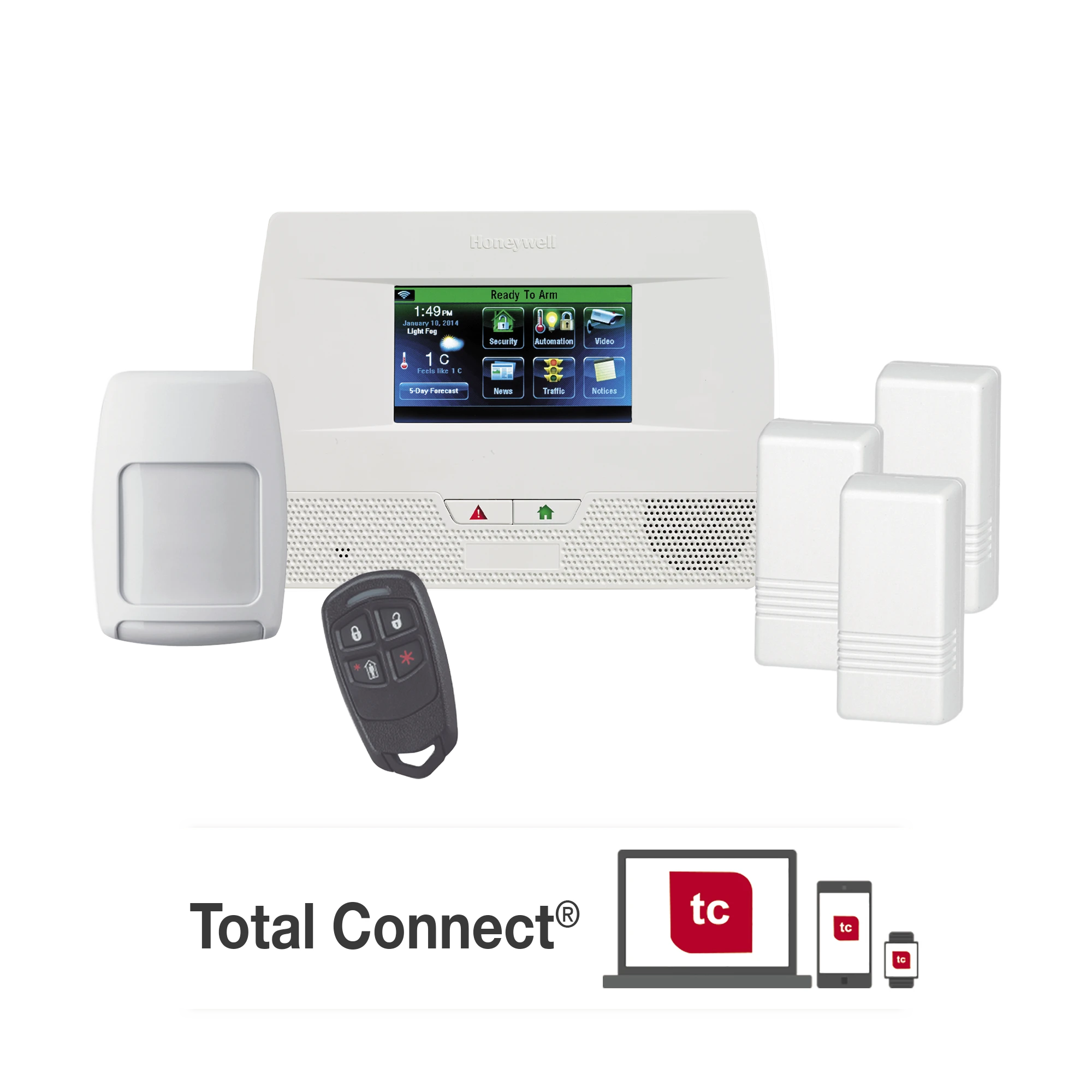 KIT DE PANEL DE ALARMA INALAMBRICO AUTOCONTENIDO CON PANTALLA SENSIBLE AL TACTO-Honeywell Total Connect-HONEYWELL-Bsai Seguridad & Controles