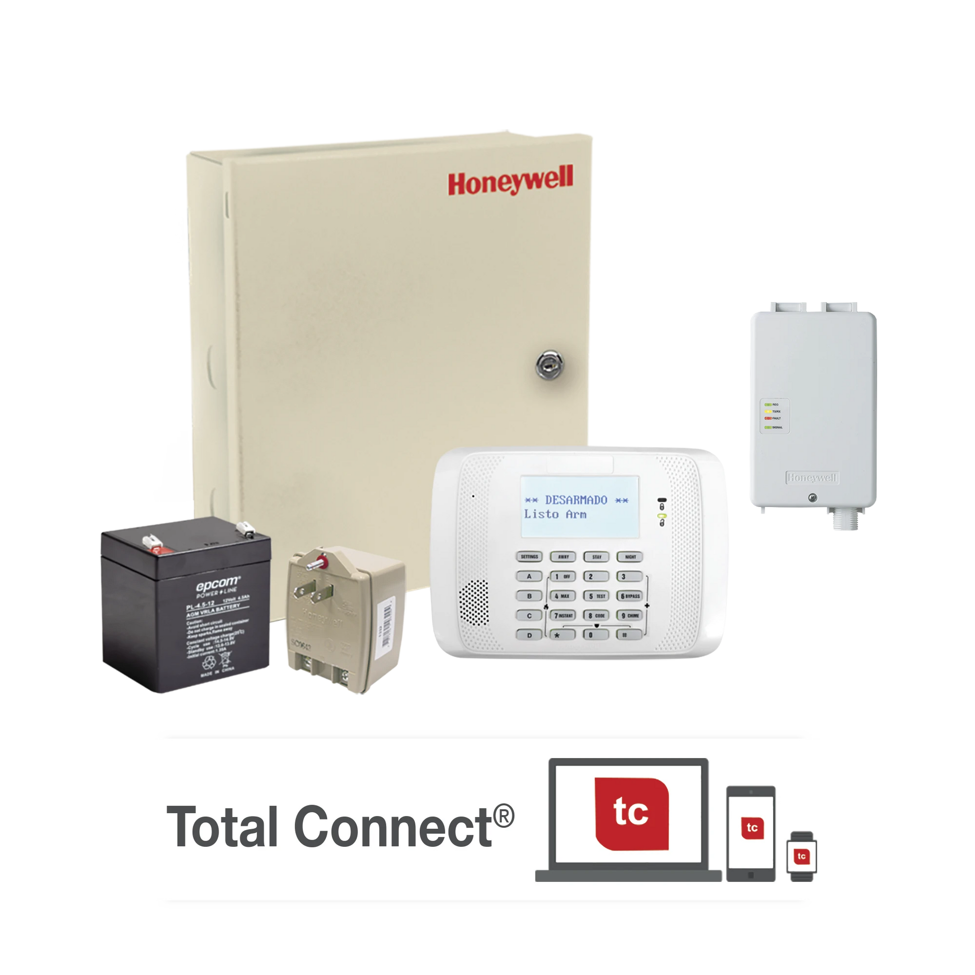 KIT DE PANEL DE ALARMA VISTA48LA CON COMUNICADOR GSM LTEXA, TRANSFORMADOR Y BATERIA-Alarmas-HONEYWELL HOME-RESIDEO-Bsai Seguridad & Controles
