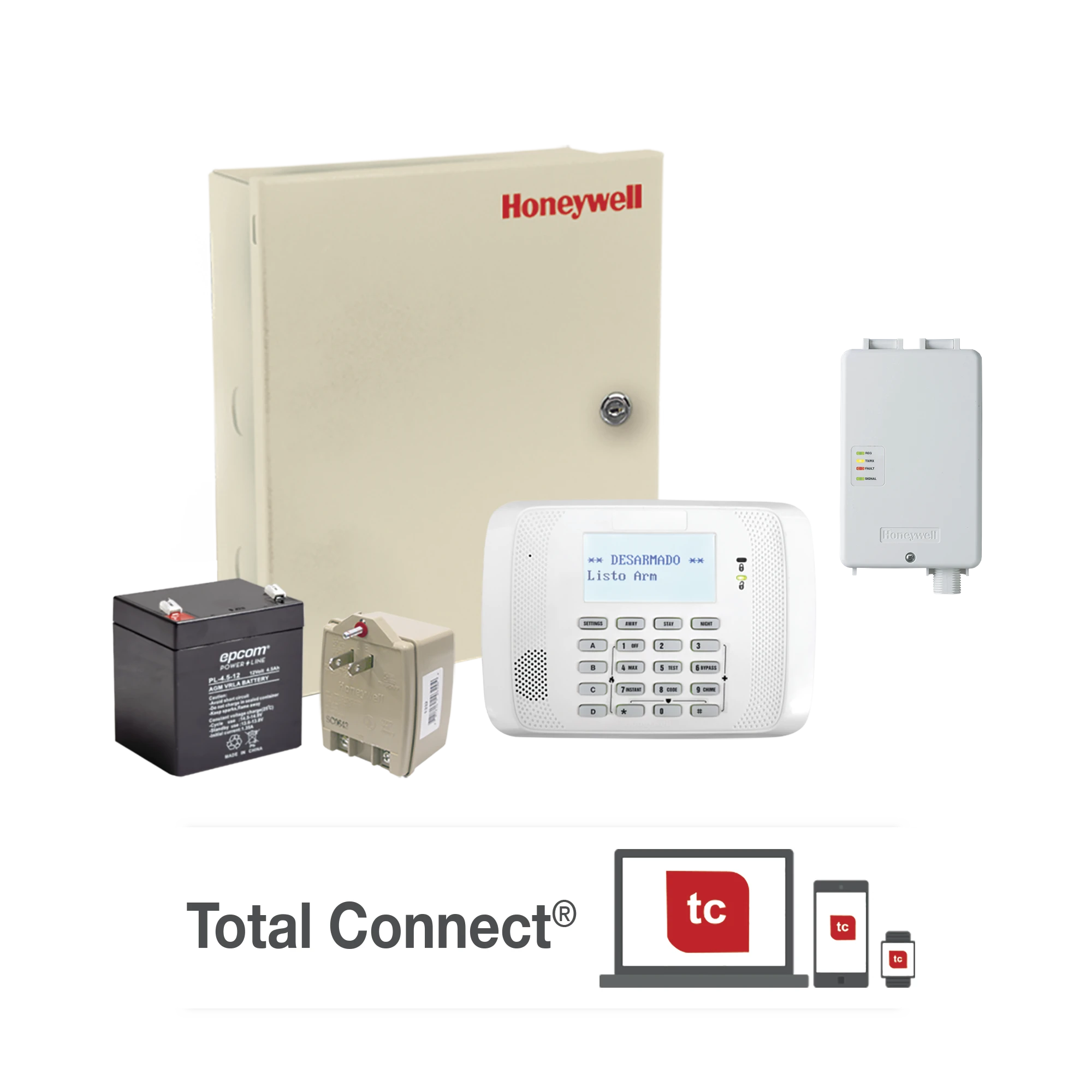 KIT DE PANEL DE ALARMA VISTA48LA CON COMUNICADOR GSM LTEXA, TRANSFORMADOR Y BATERIA-Alarmas-HONEYWELL HOME-RESIDEO-Bsai Seguridad & Controles