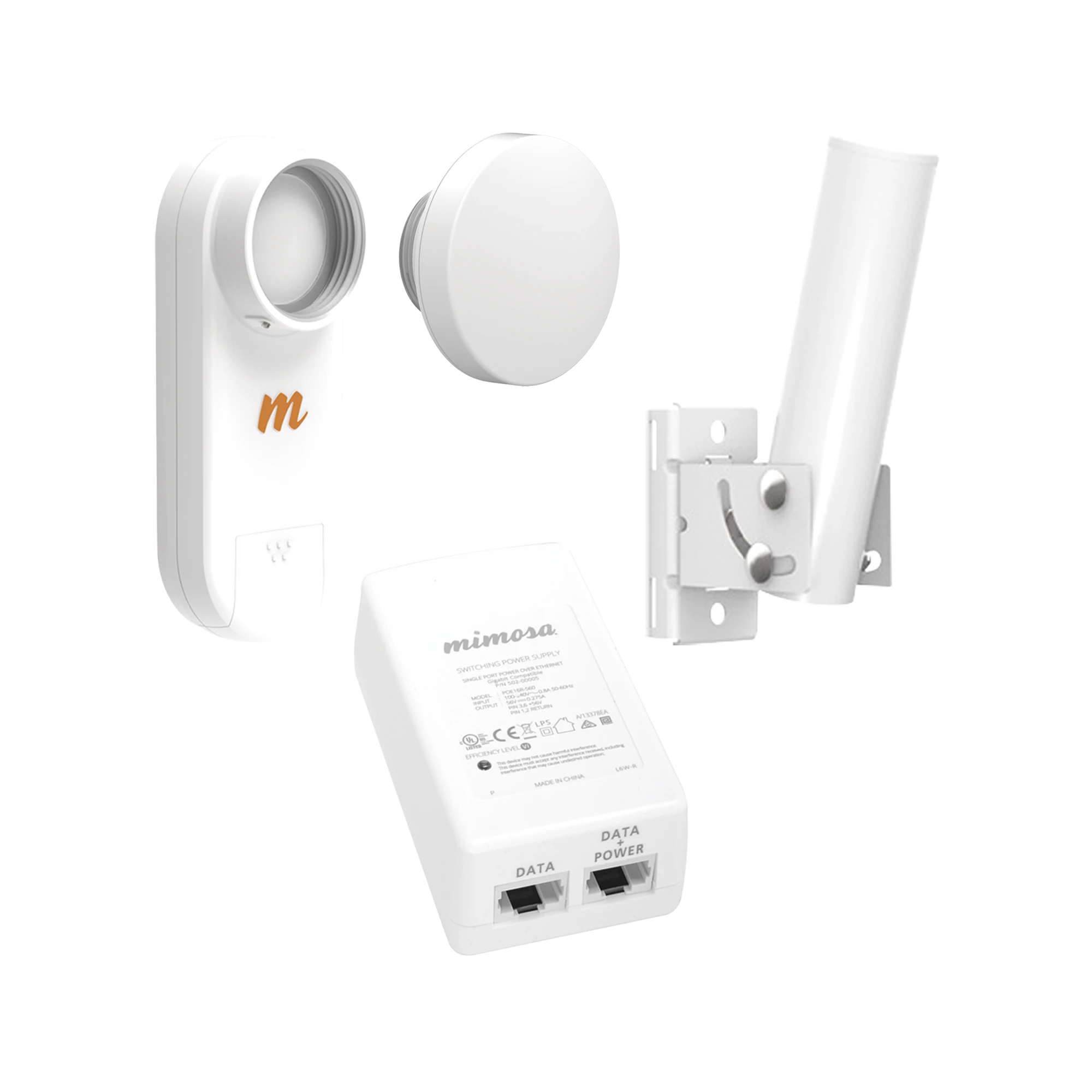 KIT DE RADIOS C5X, RANGO DE FRECUENCIA EXTENDIDA (4.9 A 6.4 GHZ), INCLUYE INYECTOR POE, MONTAJE UNIVERSAL PARA TUBO O POSTE Y UNA ANTENA DE 12 DBI-Enlaces PtP y PtMP-MIMOSA NETWORKS-Bsai Seguridad & Controles