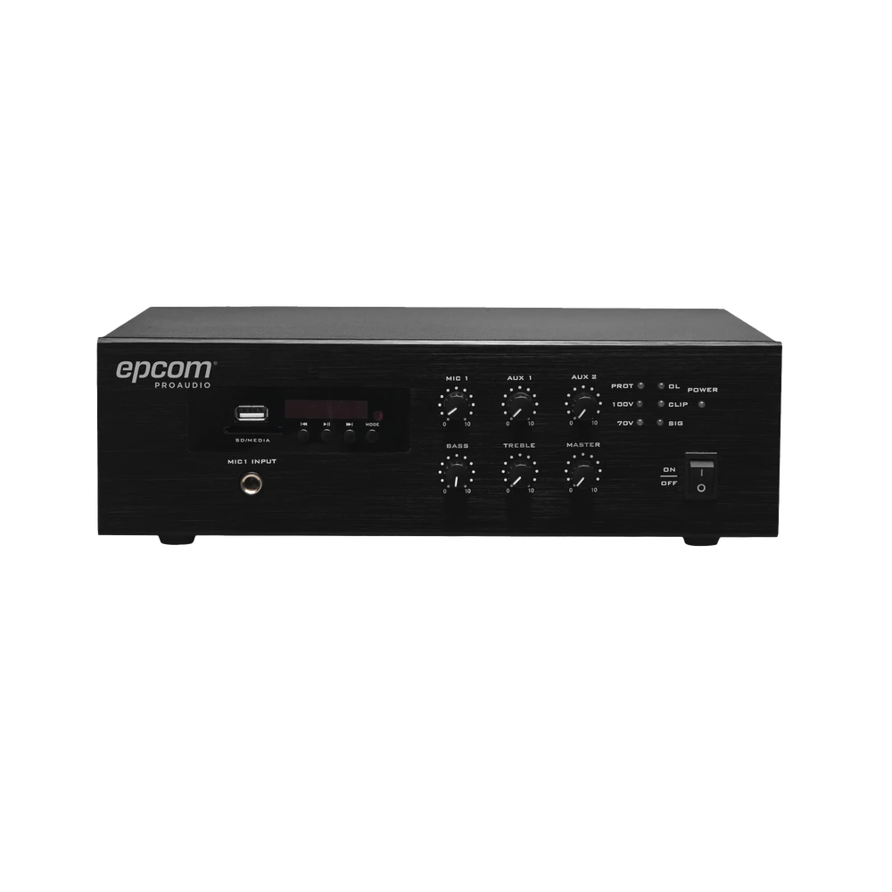 MINI AMPLIFICADOR MEZCLADOR DE 240W MP3, TUNER Y BLUETOOTH-Megafonia y Audioevacuacion-EPCOM PROAUDIO-Bsai Seguridad & Controles