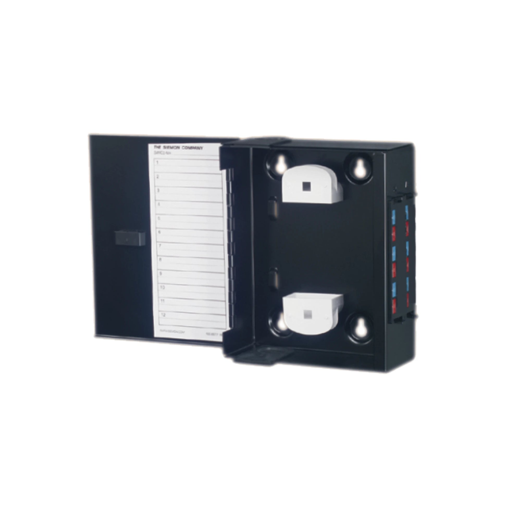 MINI CAJA DE CONEXION DE FIBRA OPTICA, PARA MONTAJE EN PARED, HASTA 48 PUERTOS LC (ACEPTA DOS PLACAS ACOPLADORAS), COLOR NEGRO-Distribuidores de Fibra Optica-SIEMON-Bsai Seguridad & Controles