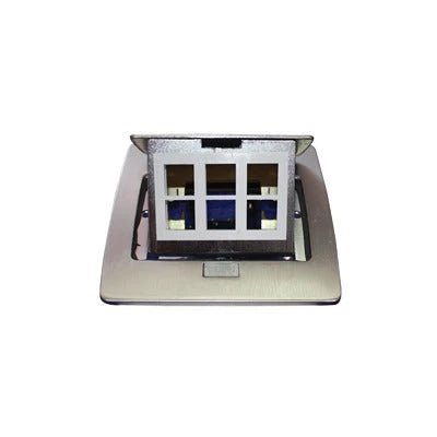 MINI CAJA DE PISO RECTANGULAR PARA DATOS Y CONECTORES TIPO KEYSTONE, COLOR ACERO INOXIDABLE (3 PUERTOS) (11000-21202)-Cajas Superficiales-THORSMAN-Bsai Seguridad & Controles