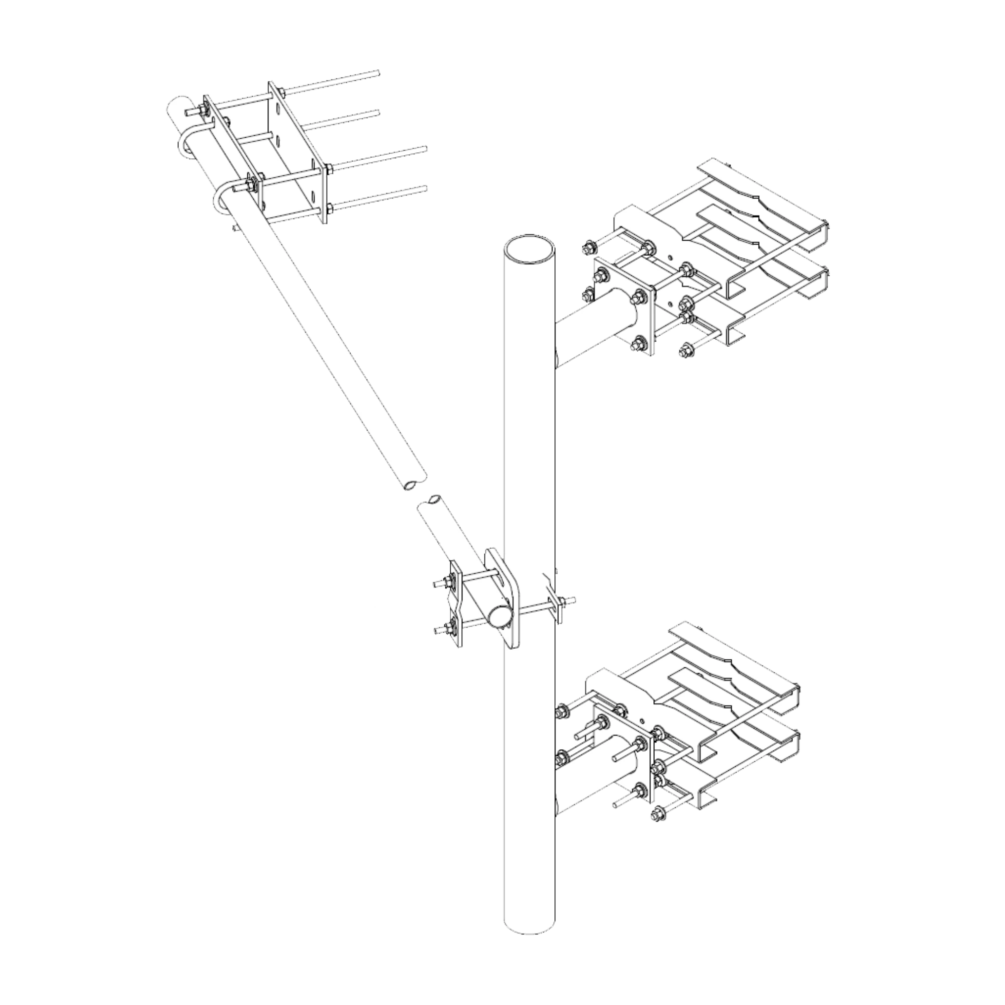 MONTAJE LATERAL REFORZADO CON 30 CM DE SEPARACIÓN . MÁSTIL DE 4-1/2 X 72 (114 MM X 1.8 M).-Torres y Mástiles-TRYLON-Bsai Seguridad & Controles