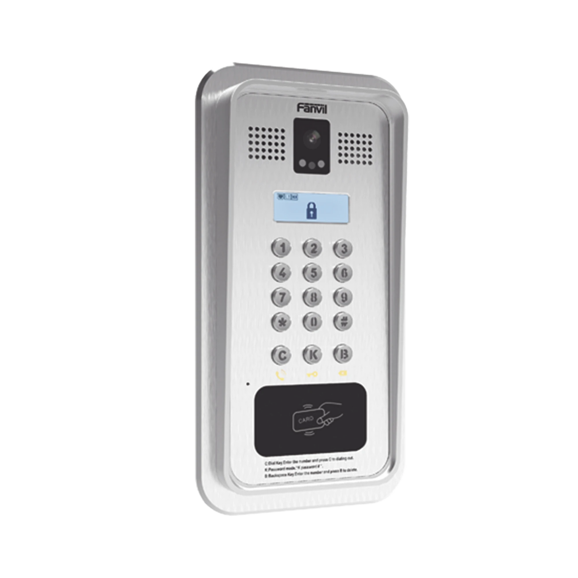 MULTI APARTAMENTO IP, SIP CON CÁMARA Y PANTALLA LCD, 2 RELEVADORES INTEGRADOS, ONVIF Y LECTOR DE TARJETAS RFID (MIFARE), PUERTO WIEGAND.-VoIP y Telefonía IP-FANVIL-Bsai Seguridad & Controles