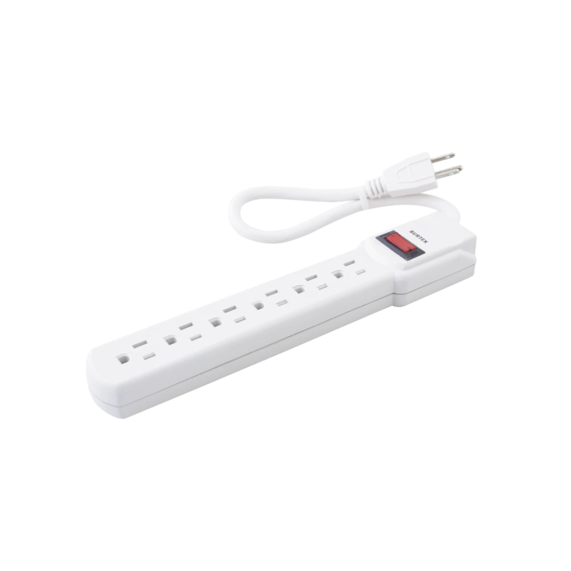 MULTICONTACTO CON CABLE: 30CM. 6 TOMAS 127VCA LINEA, TIERA, NEUTRO 15 AMPERES MAXIMO-Herramientas-SURTEK-Bsai Seguridad & Controles