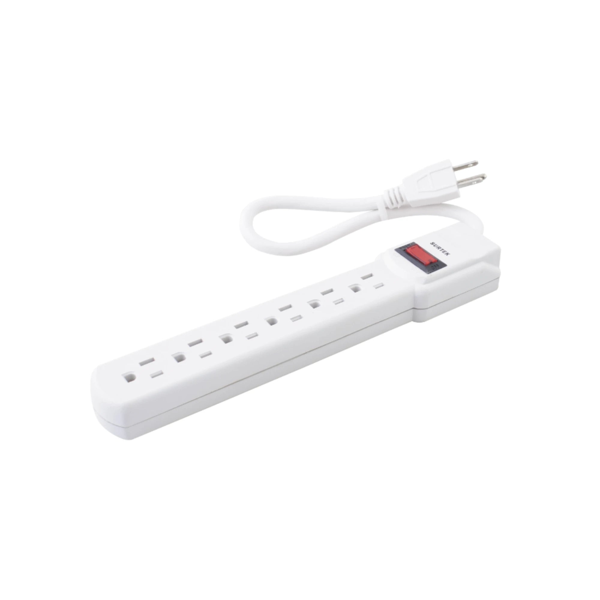 MULTICONTACTO CON CABLE: 30CM. 6 TOMAS 127VCA LINEA, TIERA, NEUTRO 15 AMPERES MAXIMO-Herramientas-SURTEK-Bsai Seguridad & Controles