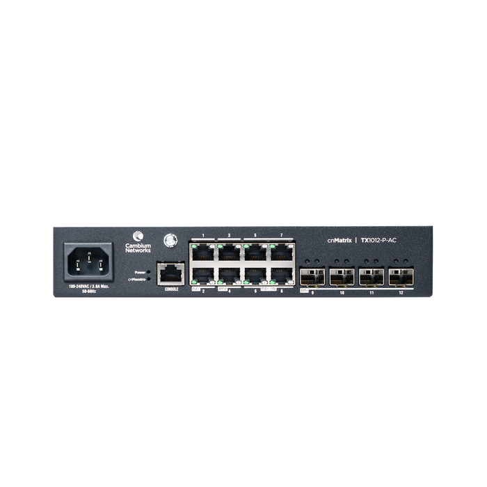 SWITCH CNMATRIX TX1012-AC-P POE IDEAL PARA WISP / 8 PUERTOS GIGABIT POE + 4 SFP+ / POE BUDGET 200W /CAPA 2 Y CAPA 3 / GESTIÓN GRATUITA DESDE LA NUBE / CNMAESTRO X GRATIS-Networking-CAMBIUM NETWORKS-MX-TX1012GXPA-00-Bsai Seguridad & Controles