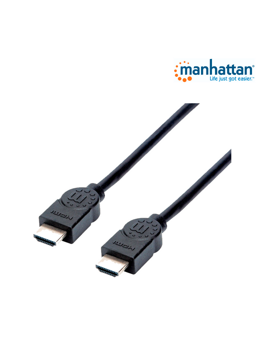 MANHATTAN 355308- CABLE HDMI DE ALTA VELOCIDAD DE 1.5 METROS/ 4K@30HZ/ MACHO A MACHO/ ARC/ 3D/ BLINDADO/ NEGRO-HDMI-MANHATTAN-MAN2760004-Bsai Seguridad & Controles