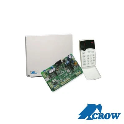 PANEL DE ALARMA HIBRIDO DE 8 A 16 ZONAS , FUNCIONES DE CONTROL DE ACCESO INCLUYE TECLADO DE LEDS Y DETECTOR DE MOVIMIENTO-Alarmas-CROW-Bsai Seguridad & Controles
