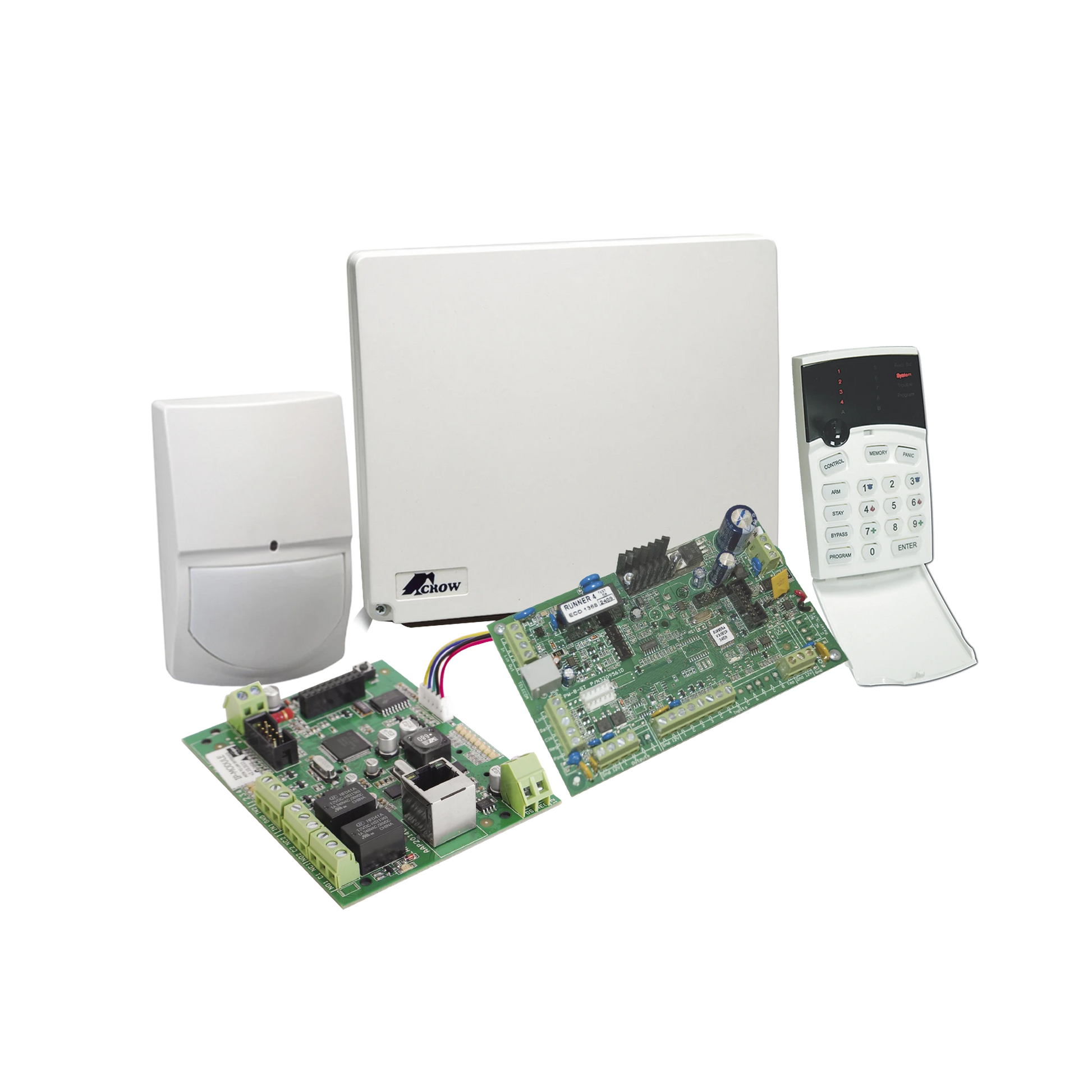 PANEL DE ALARMA RUNNER DE 4 A 8 ZONAS CON COMUNICADOR ETHERNET-Alarmas-CROW-Bsai Seguridad & Controles