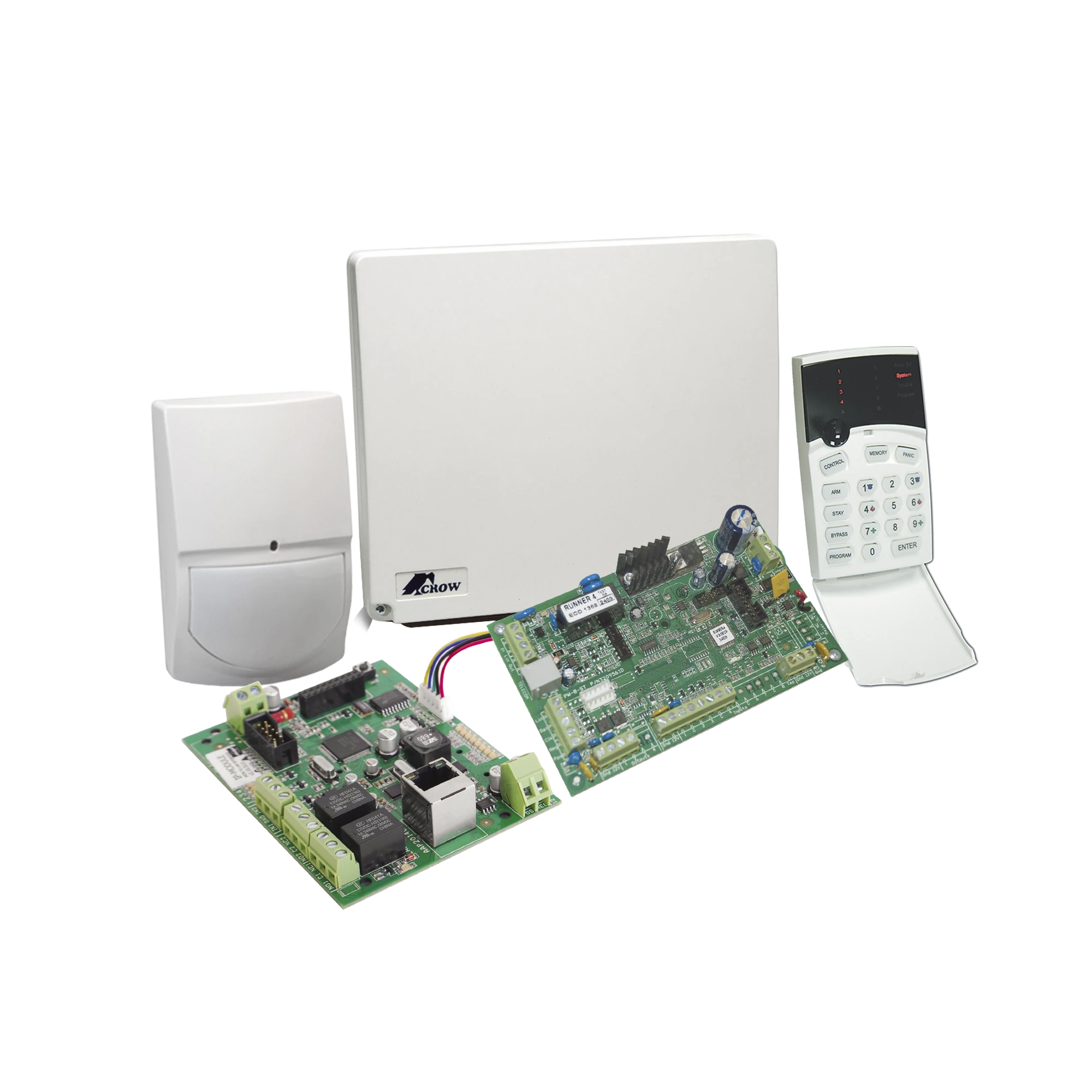 PANEL DE ALARMA RUNNER DE 4 A 8 ZONAS CON COMUNICADOR ETHERNET-Alarmas-CROW-Bsai Seguridad & Controles
