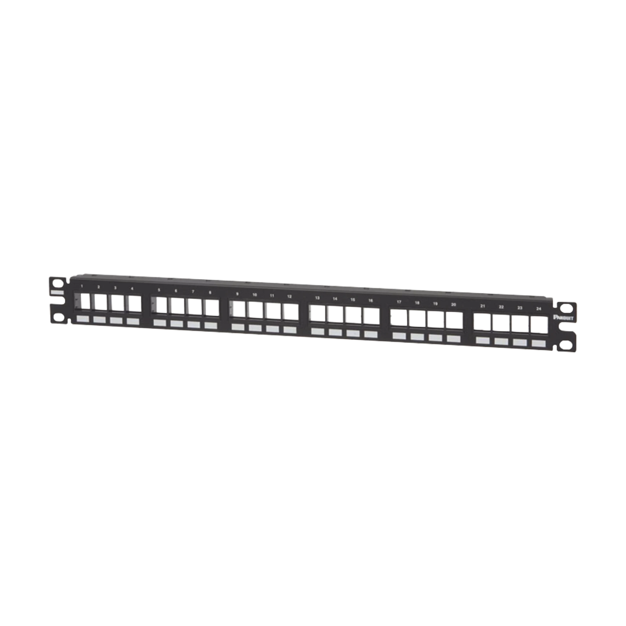 PANEL DE PARCHEO MODULAR KEYSTONE (SIN CONECTORES), NUMERADO Y ESPACIO PARA ETIQUETAS, DE 24 PUERTOS, 1UR-Patch Panels-PANDUIT-Bsai Seguridad & Controles