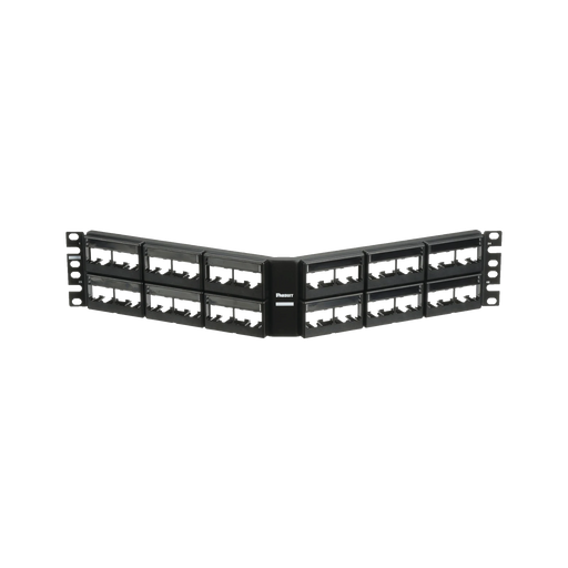 PANEL DE PARCHEO MODULAR MINI-COM (SIN CONECTORES), ANGULADO, SIN BLINDAJE, CON ETIQUETA Y CUBIERTA, DE 48 PUERTOS, 1UR-Patch Panels-PANDUIT-Bsai Seguridad & Controles