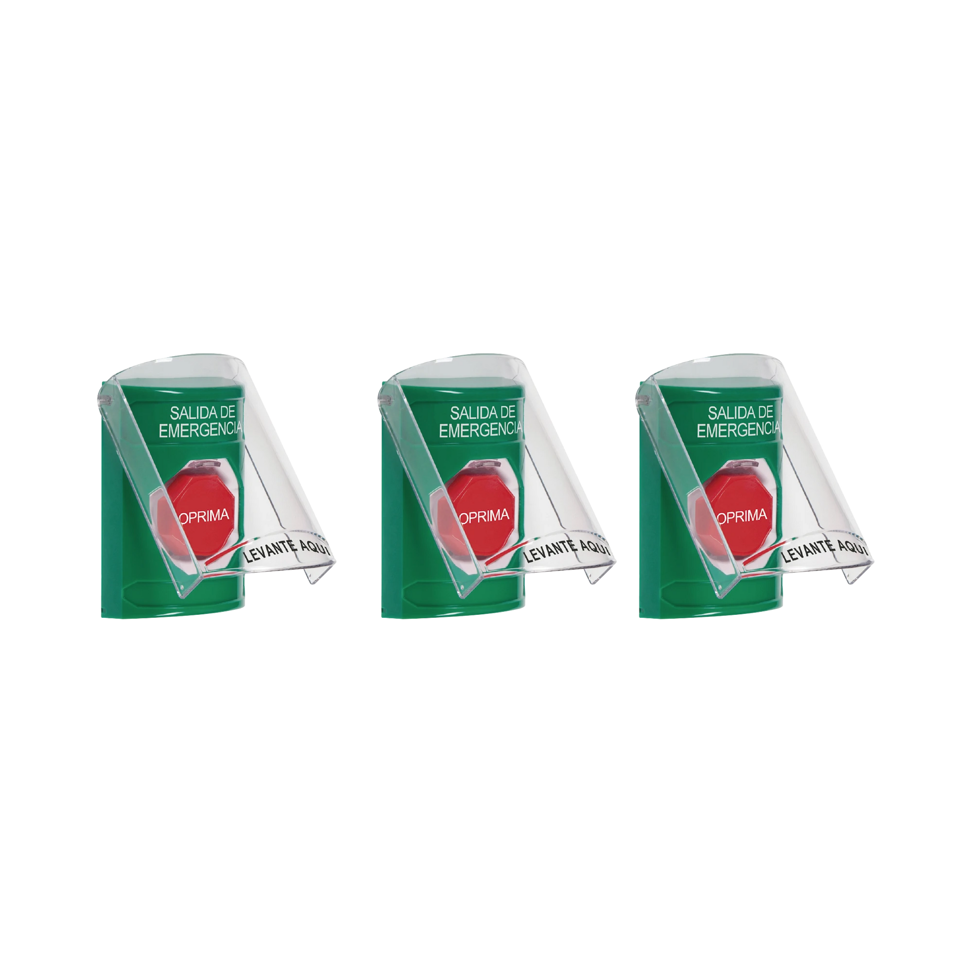 PAQUETE DE 3 BOTONES CON 3 DIFERENTES MÉTODOS DE ACTIVACIÓN Y 3 MENSAJES DIFERENTES, COLOR VERDE-Accesorios Automatizacion e Intrusion-STI-Bsai Seguridad & Controles