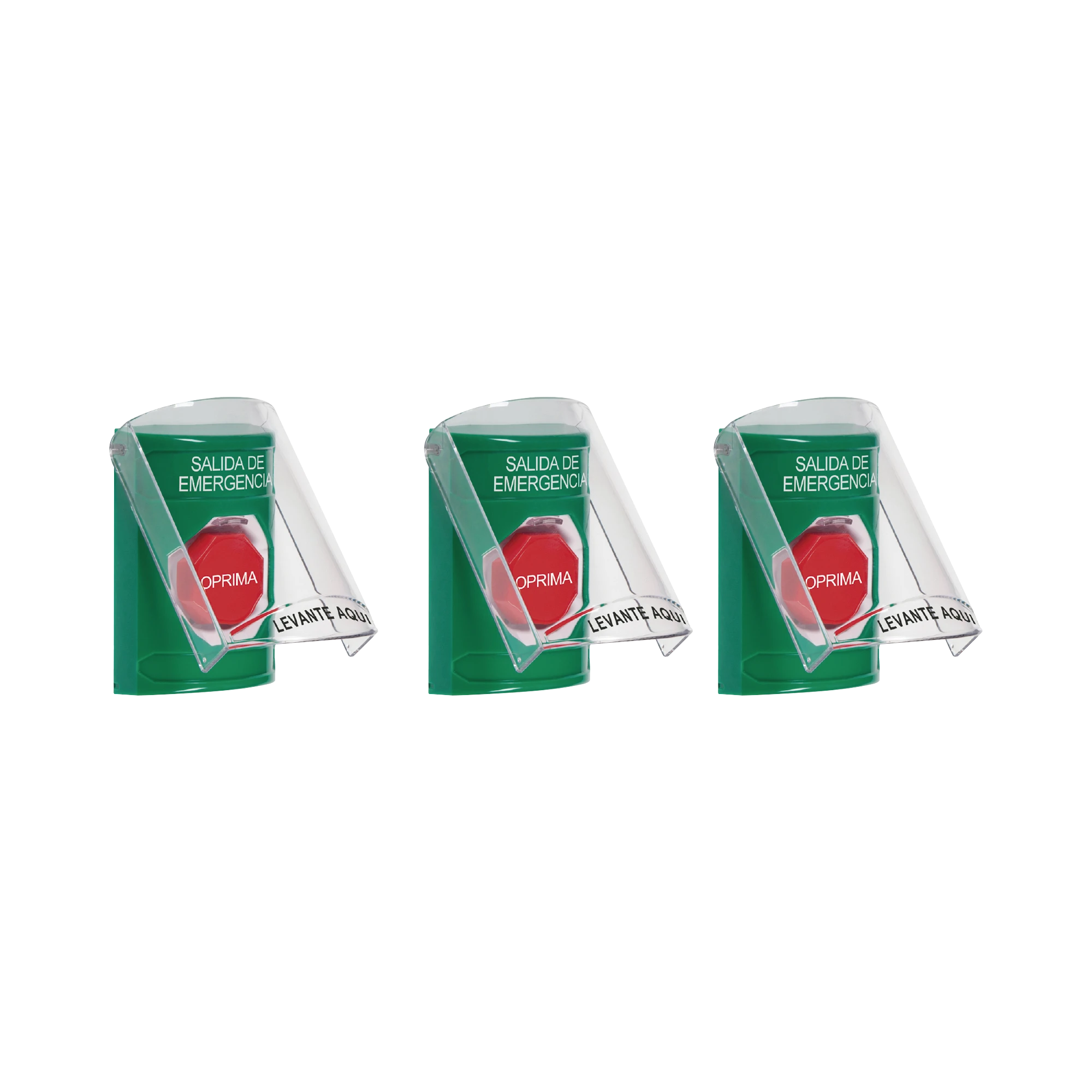PAQUETE DE 3 BOTONES CON 3 DIFERENTES MÉTODOS DE ACTIVACIÓN Y 3 MENSAJES DIFERENTES, COLOR VERDE-Accesorios Automatizacion e Intrusion-STI-Bsai Seguridad & Controles