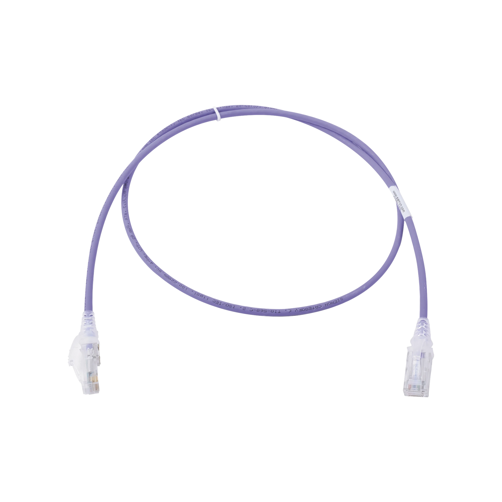 PATCH CORD MC6 MODULAR CAT6 UTP, CM/LS0H, 3FT, COLOR VIOLETA, DIAMETRO REDUCIDO (28AWG), VERSION BULK (SIN EMPAQUE INDIVIDUAL)-Patch Cords-SIEMON-Bsai Seguridad & Controles